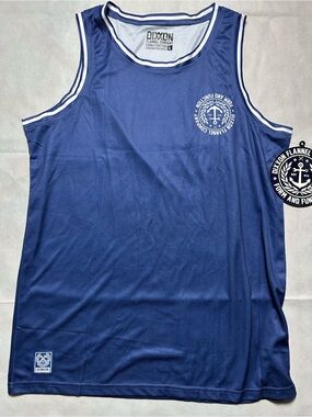 Dixxon the salty crest blue and white tank jersey size large NWT